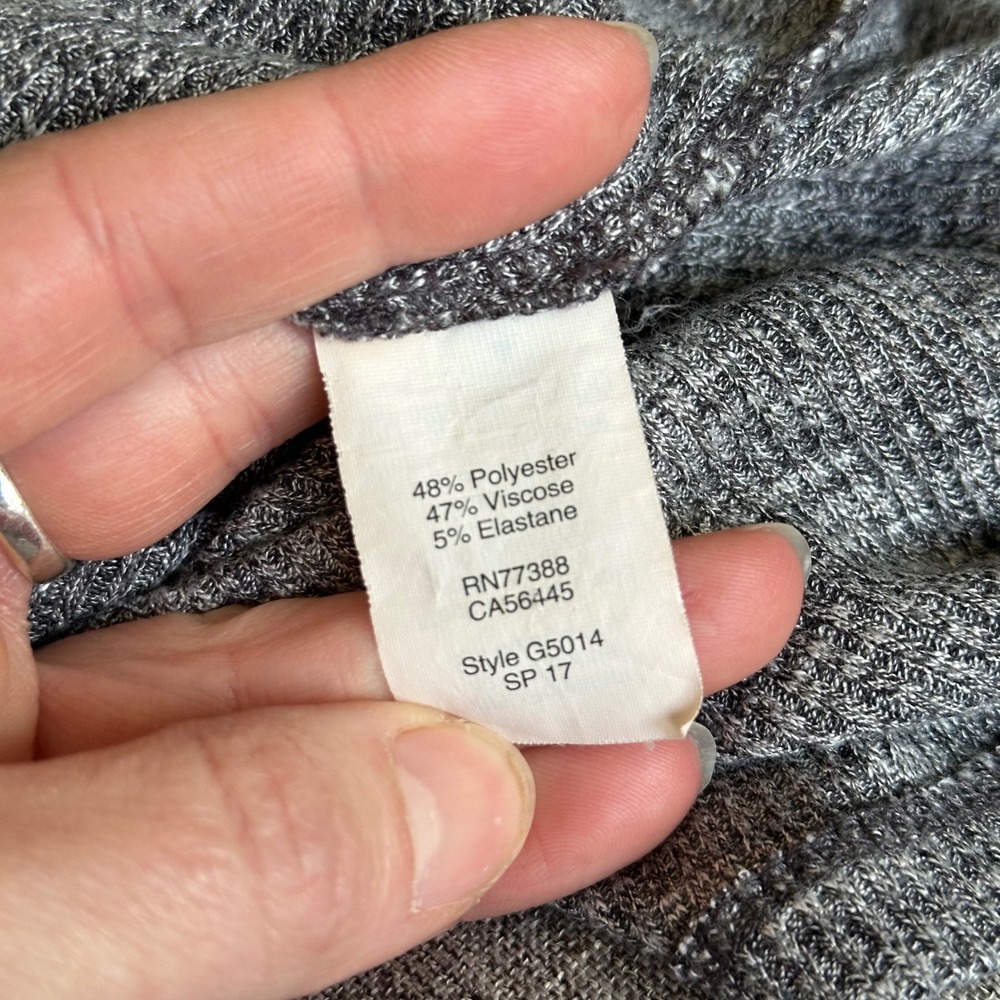 Madewell‎ Grey Marled Ribbed Knit Mock Neck Sleeveless Shift Midi Dress G5014 S - Picture 6 of 6